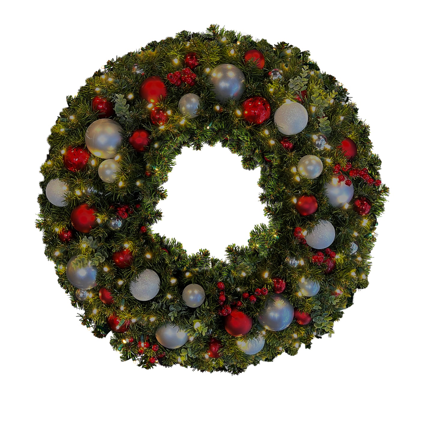 Ornamented Warm White Pre-lit Christmas Wreath