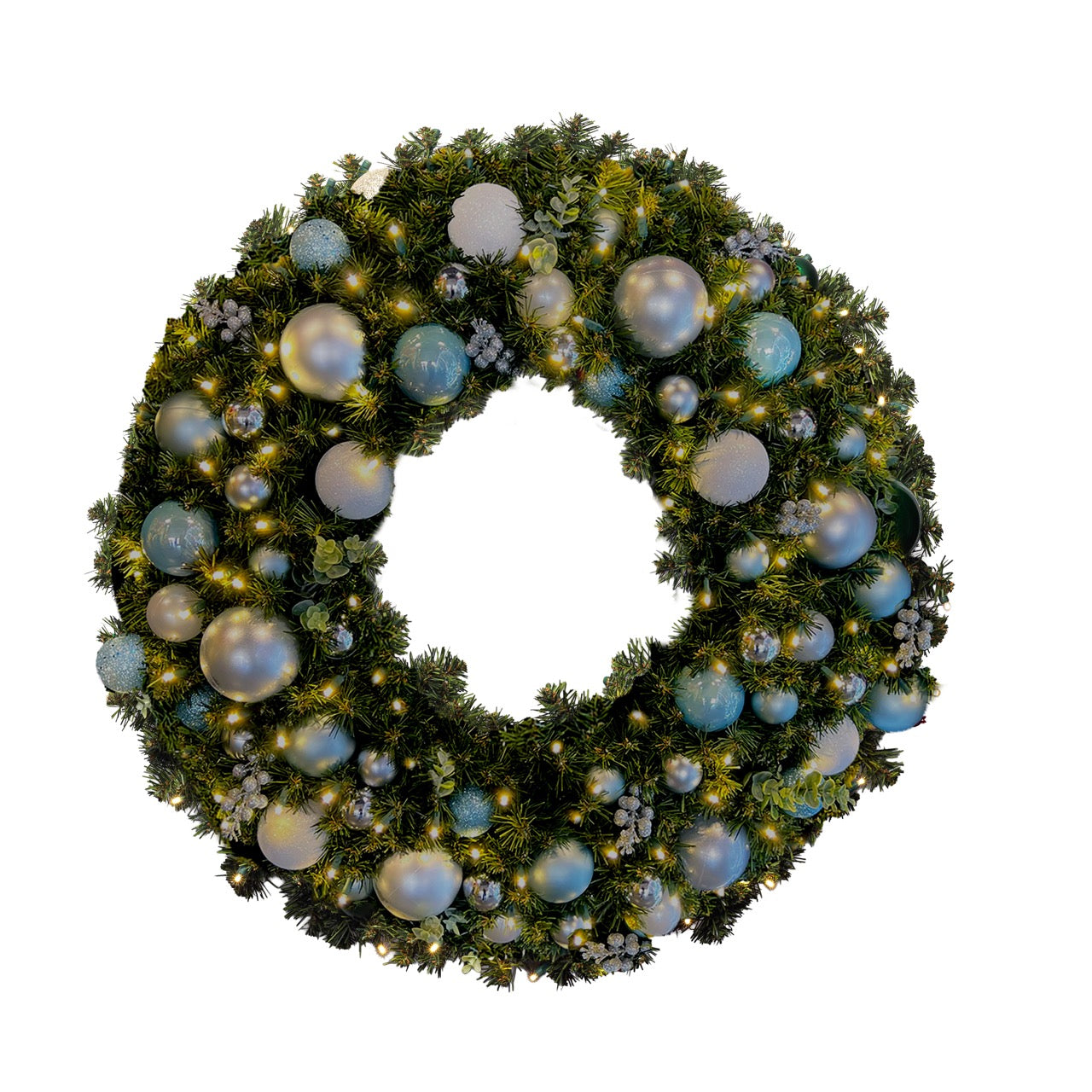 Ornamented Warm White Pre-lit Christmas Wreath
