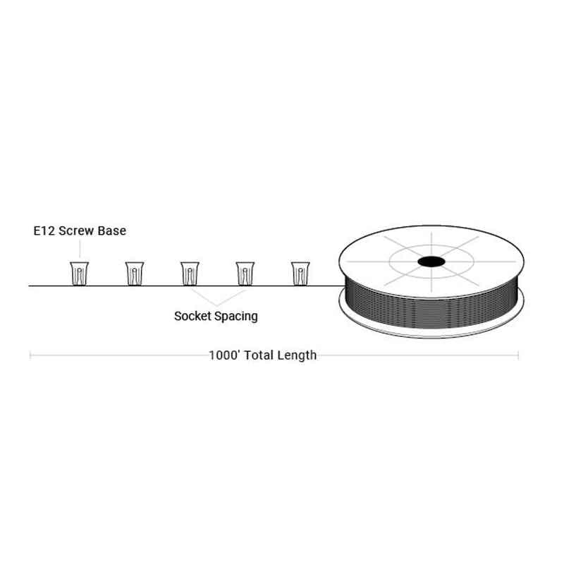 1000ft Professional Grade E12 Socketed Light Wire on Reel