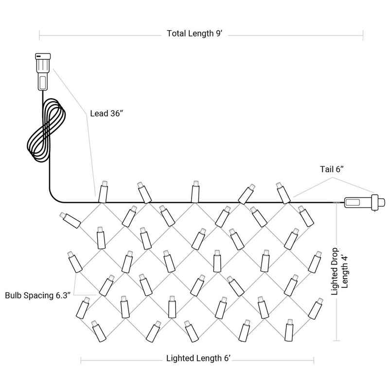 105L 5mm LED Net Light, 6.3in Bulb Spacing