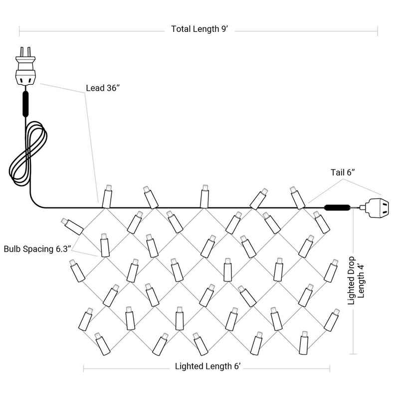 105L 5mm LED Net Light, 6.3in Bulb Spacing