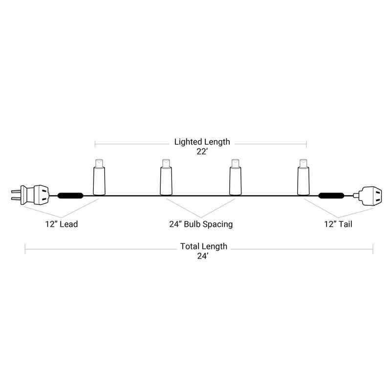12L 5mm LED Bling Strings, 24in Bulb Spacing