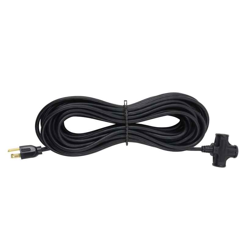 15-100ft Extension Cord, Triple Adapter 16AWG