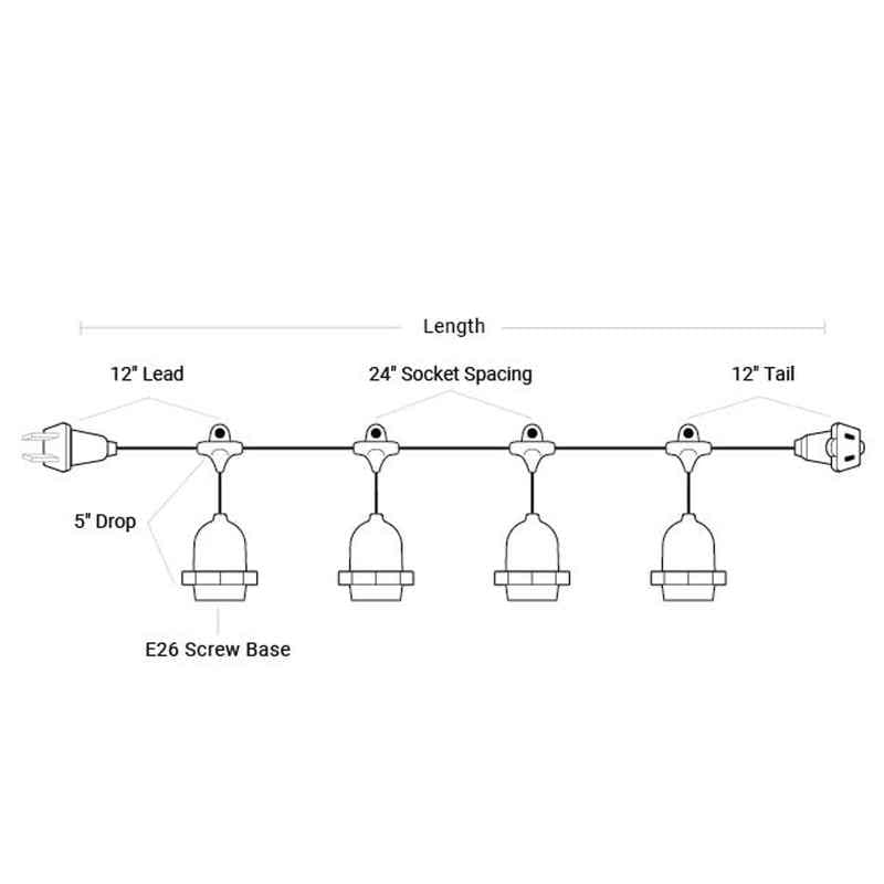 24-48ft E26 Commercial Grade Stringer w/ Suspenders