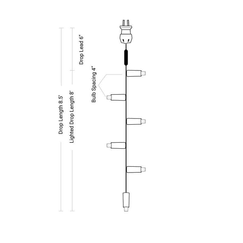 25L 5mm LED Curtain Light String, 4in Bulb Spacing