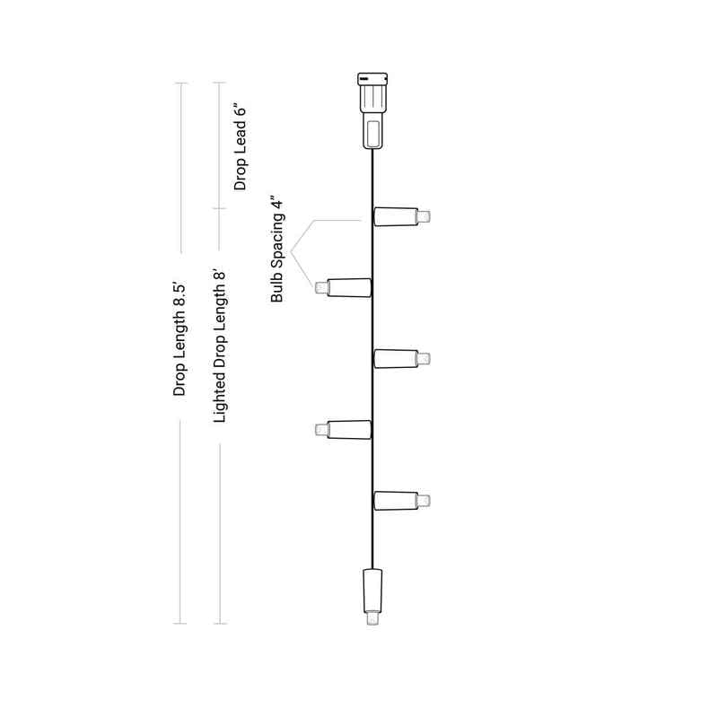 25L 5mm LED Curtain Light String, 4in Bulb Spacing