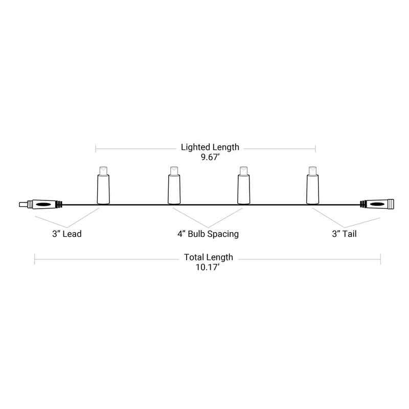 30L 5mm LED Battery Light String, 4in Bulb Spacing