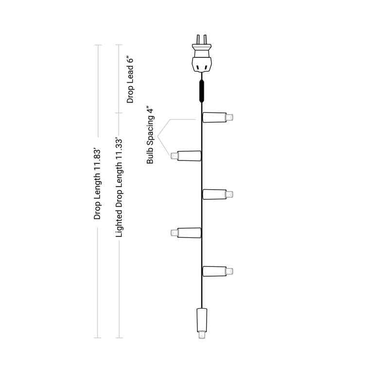 35L 5mm LED Curtain Light String, 4in Bulb Spacing
