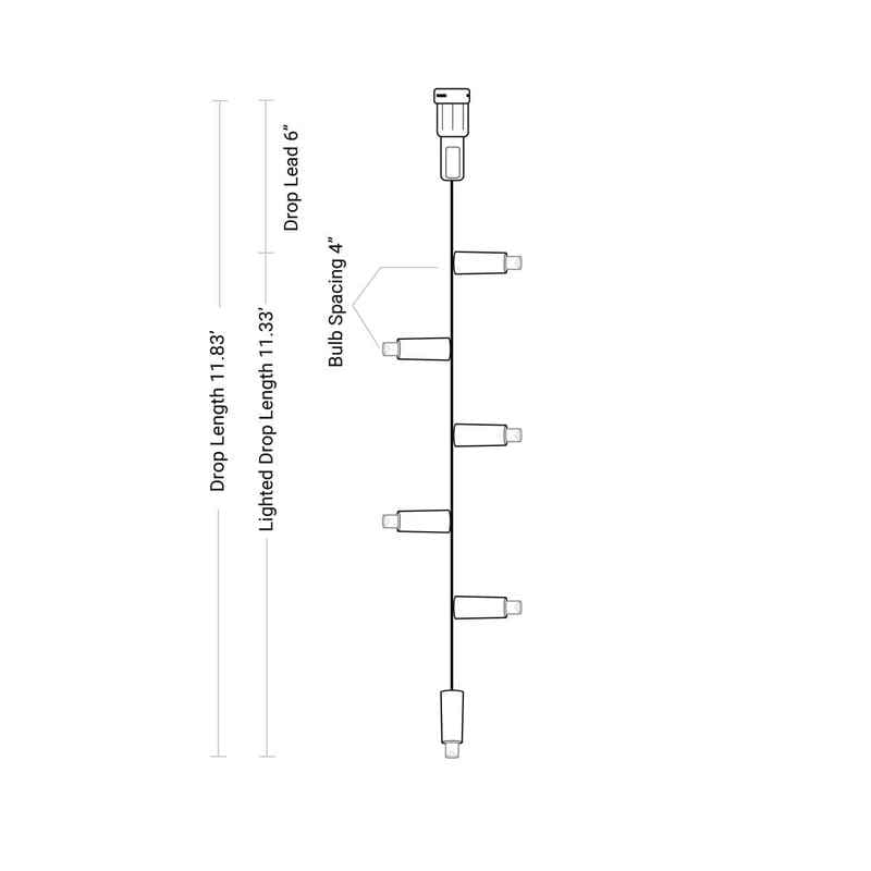 35L 5mm LED Curtain Light String, 4in Bulb Spacing