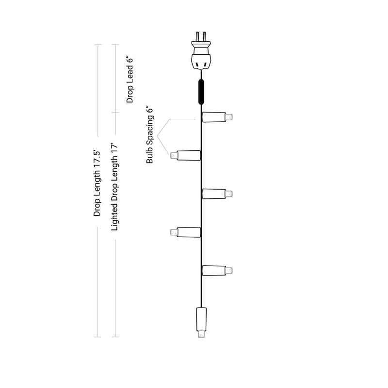 35L 5mm LED Curtain Light String, 6in Bulb Spacing