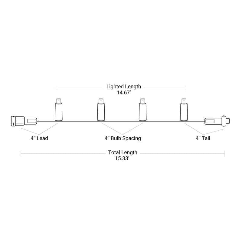 45L 5mm LED Light String, 4in Bulb Spacing