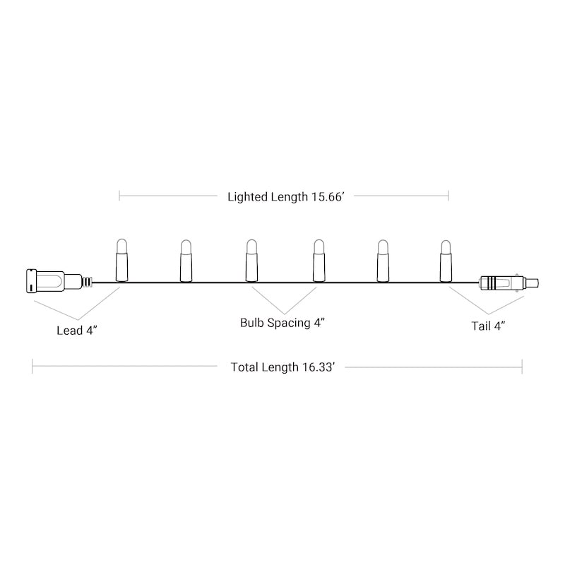 48L 7mm LED Dome Light String, 4in Bulb Spacing