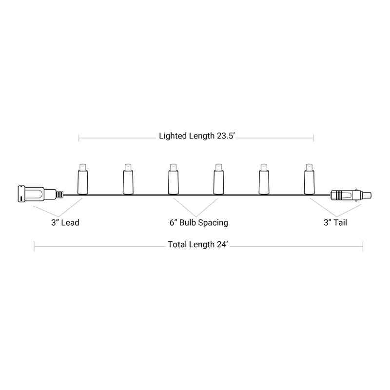 48L 5mm LED Light String / 1-Channel, 6in Bulb Spacing