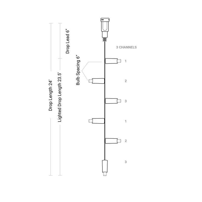 48L 5mm LED Curtain Light String / 3-Channel, 6in Bulb Spacing