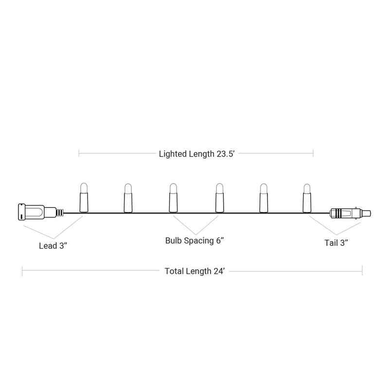 48L 7mm LED Dome Light String, 6in Bulb Spacing