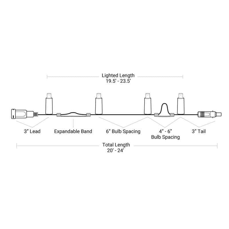 48L 7mm LED Expandable Light String, 4-6in Bulb Spacing