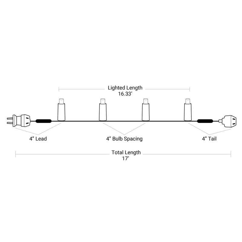 50L 5mm LED Light String, 4in Bulb Spacing