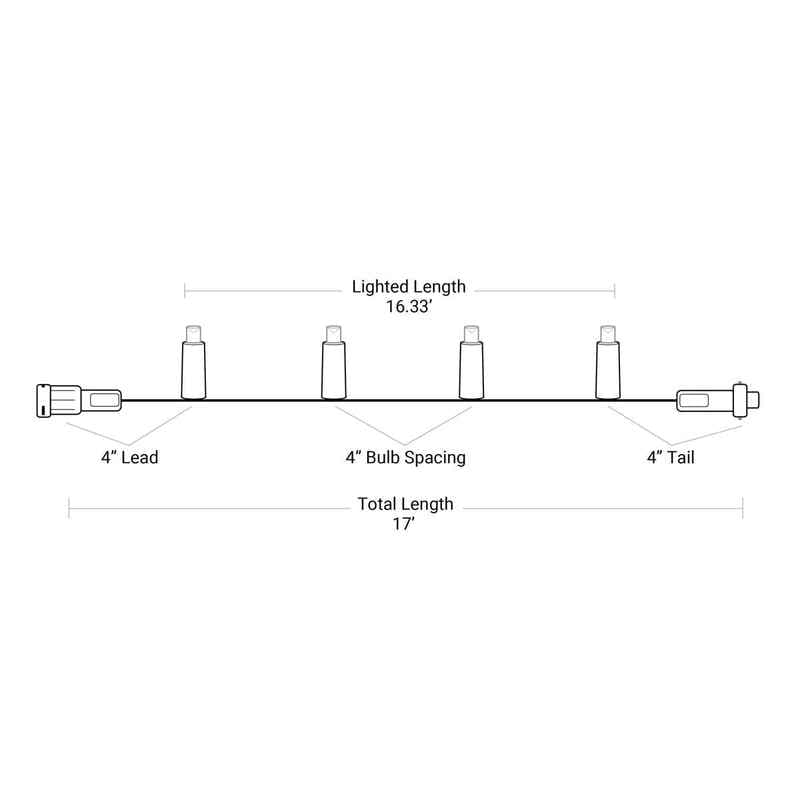 50L 5mm LED Light String, 4in Bulb Spacing