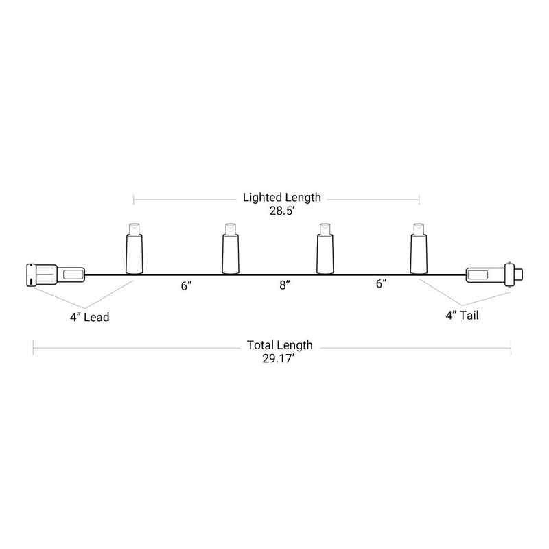 50L 7mm LED Alternate Spacing Light String, 6/8in Bulb Spacing