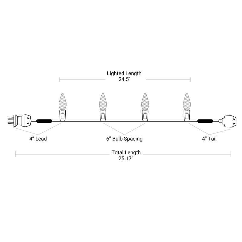 50L C6 LED Light String, 6in Bulb Spacing