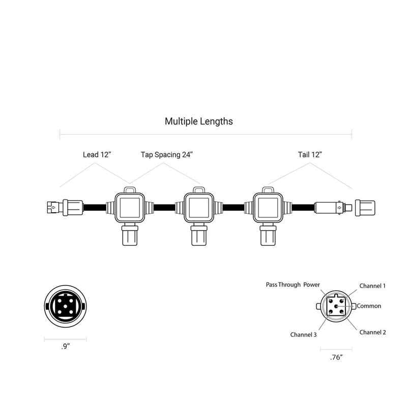 6-12ft Multi-Tap Extension Cable / 3-Channel