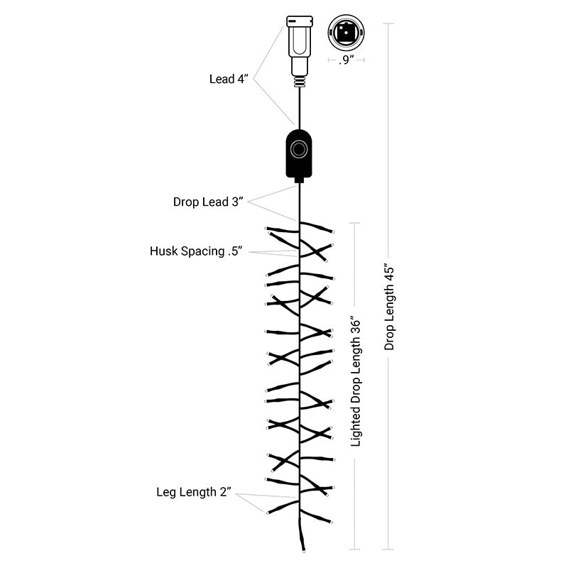 64L LED Meteor Shower Light Cluster, 1-Drop, 8-Channel