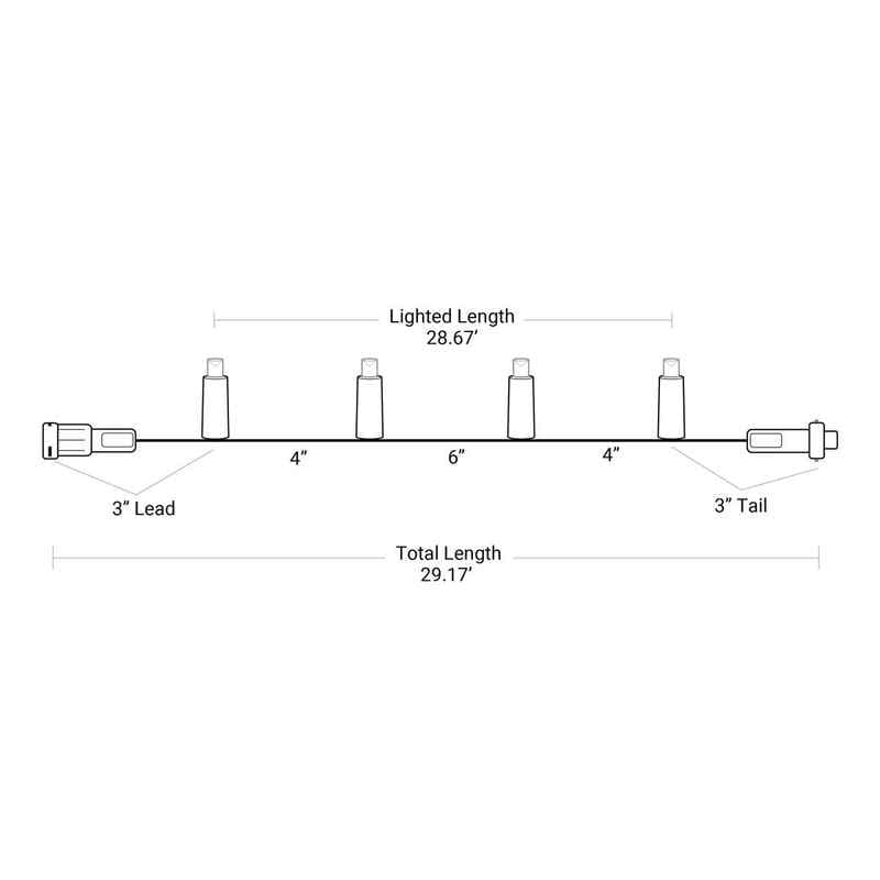 70L 5mm LED Alternate Spacing Light String, 4/6in Bulb Spacing