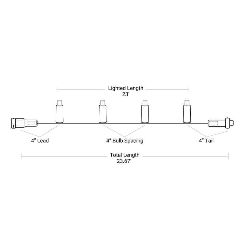 70L 5mm LED Light String, 4in Bulb Spacing