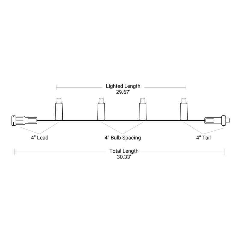 90L 5mm LED Light String, 4in Bulb Spacing