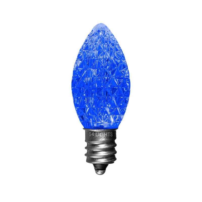 C7 LED Faceted Bulb, E12 Base Blue|7cd117dddad2e202449f0fecd9f57202