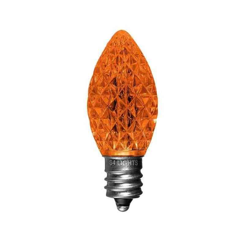 C7 LED Faceted Bulb, E12 Base Orange|ee87b0e11a95bc0a9b075bdc85247f74