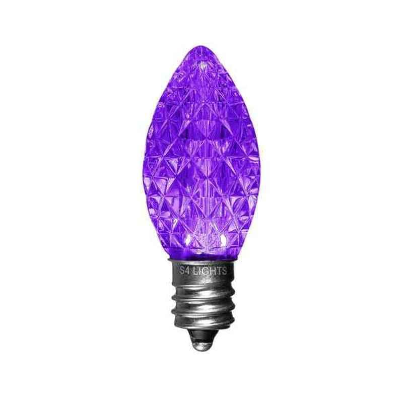 C7 LED Faceted Bulb, E12 Base Purple|0414f138e7e9088d9e9957c15d0eccc1