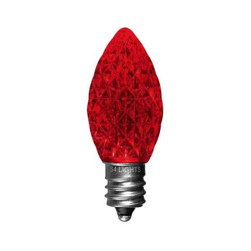 C7 LED Faceted Bulb, E12 Base Ruby Red|3bab39f1ae2028e126b6ddf9f6dae3ee