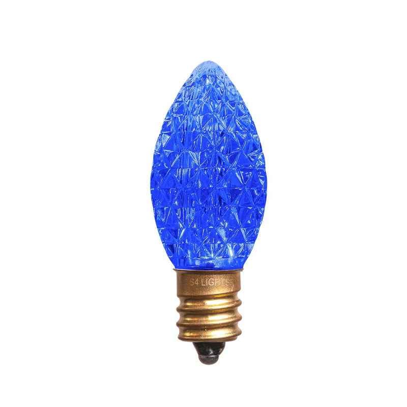 C7 LED Faceted Bulb, E12 Base Blue|7cd117dddad2e202449f0fecd9f57202