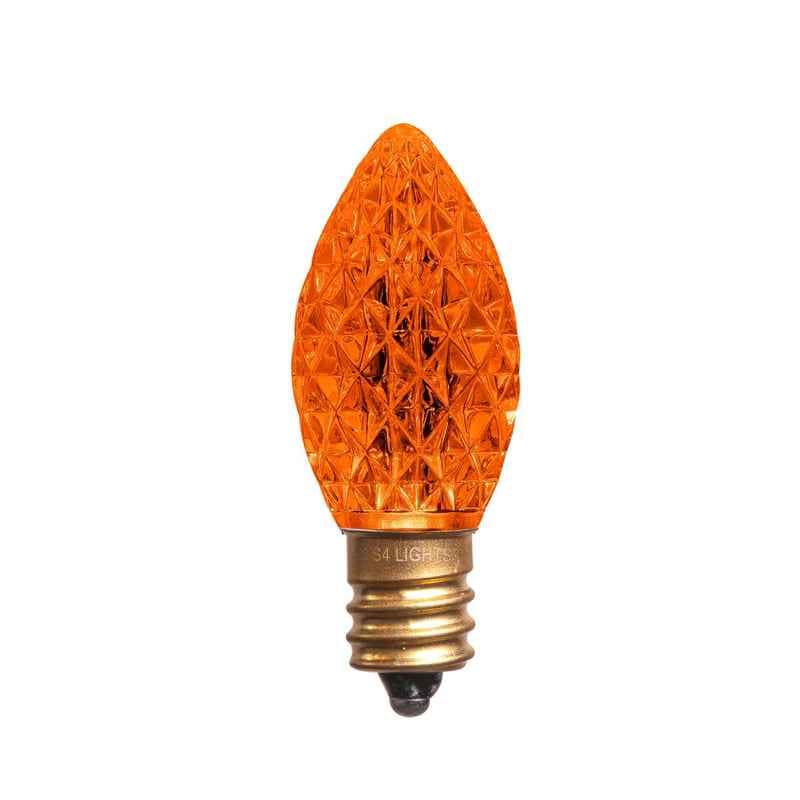 C7 LED Faceted Bulb, E12 Base Orange|ee87b0e11a95bc0a9b075bdc85247f74