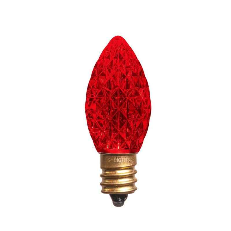 C7 LED Faceted Bulb, E12 Base Ruby Red|3bab39f1ae2028e126b6ddf9f6dae3ee