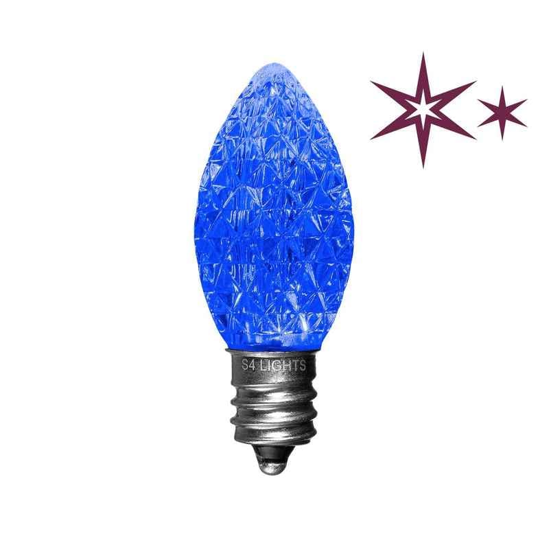 C7 LED Faceted Bulbs with Effects, E12 Base Blue Twinkle|32e14212fbbac14e8b8d370c9b26eada