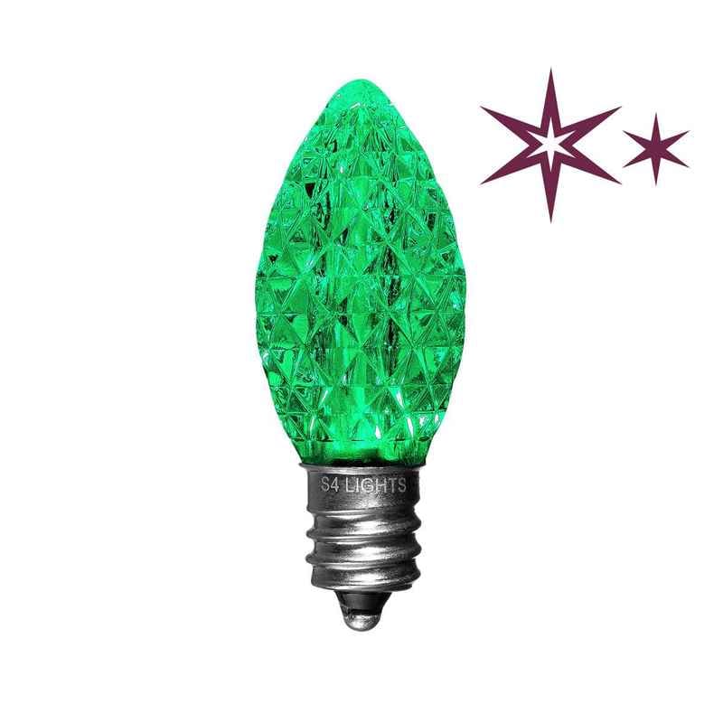 C7 LED Faceted Bulbs with Effects, E12 Base Green Twinkle|77a7adbca499ff20a037519336e48509