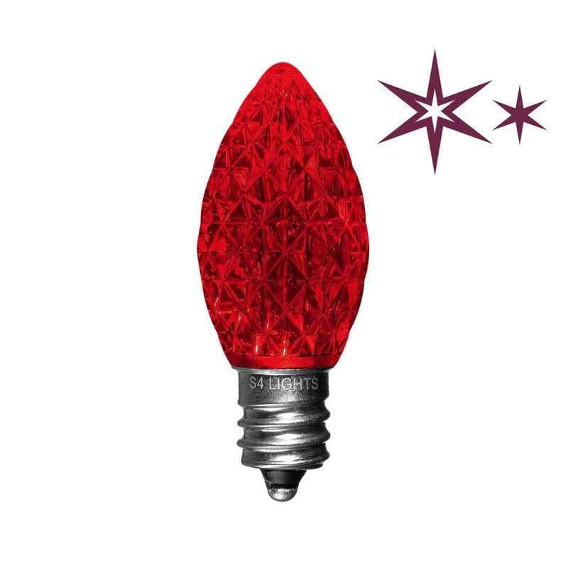 C7 LED Faceted Bulbs with Effects, E12 Base Ruby Red Twinkle|1f53faba32bf23d31c40687328282005