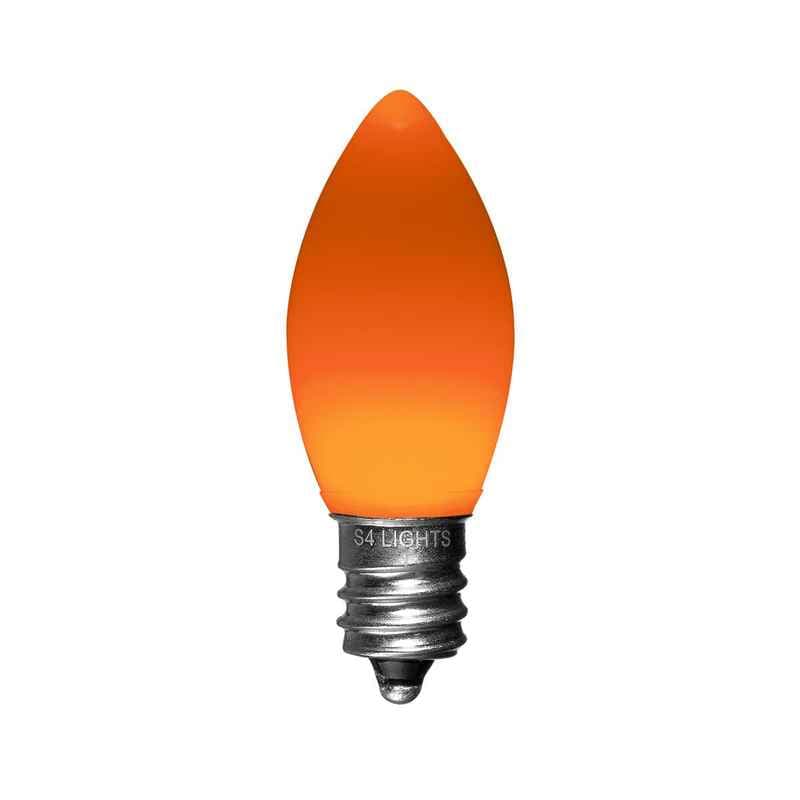 C7 LED Opaque Bulb, E12 Base Orange|ee87b0e11a95bc0a9b075bdc85247f74