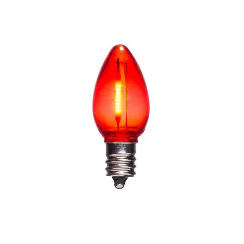 C7 LED Clear Bulb, E12 Base Red|4b991ee09cb0c073af2e1140ae41c435