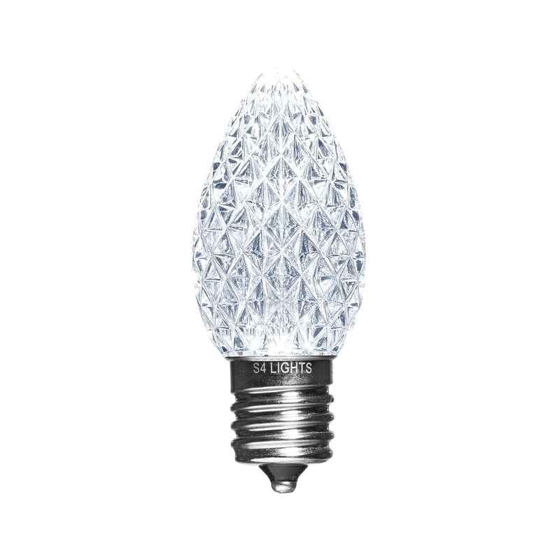 C9 LED Faceted Bulbs, E17 Base Cool White 10000K|d9996fa1f20bf314b7e3c286356e6b92