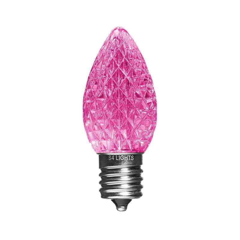 C9 LED Faceted Bulbs, E17 Base Pink|1c8cbe7e0feca8ab4a0b42f0f7b90678