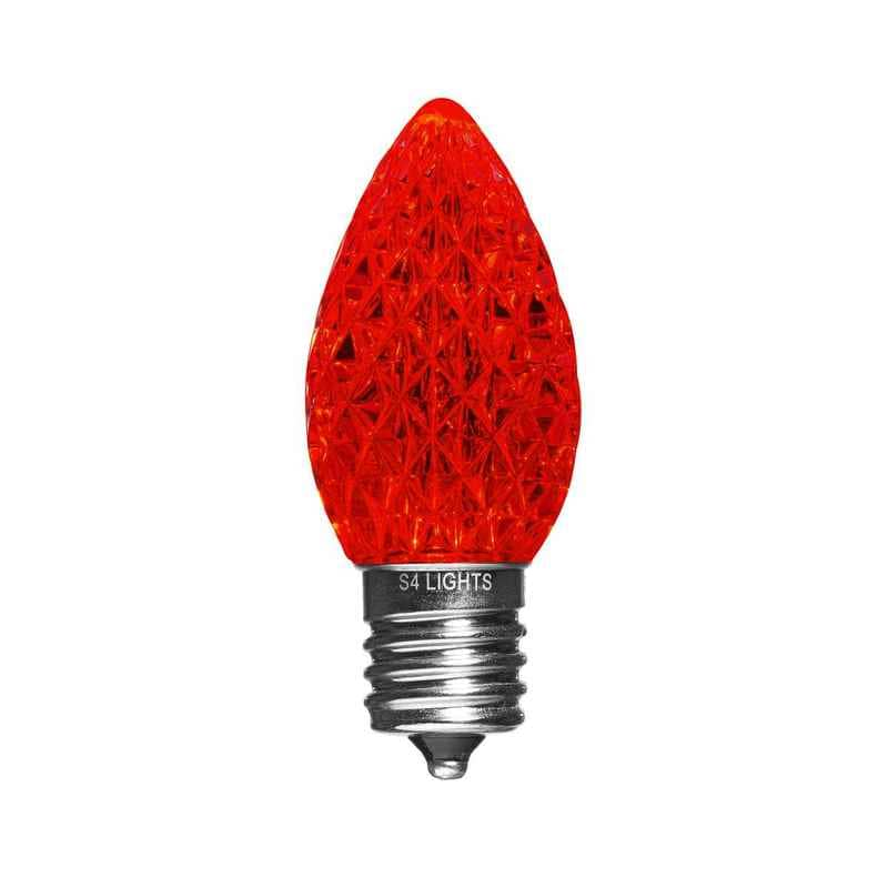 C9 LED Faceted Bulbs, E17 Base Red|4b991ee09cb0c073af2e1140ae41c435