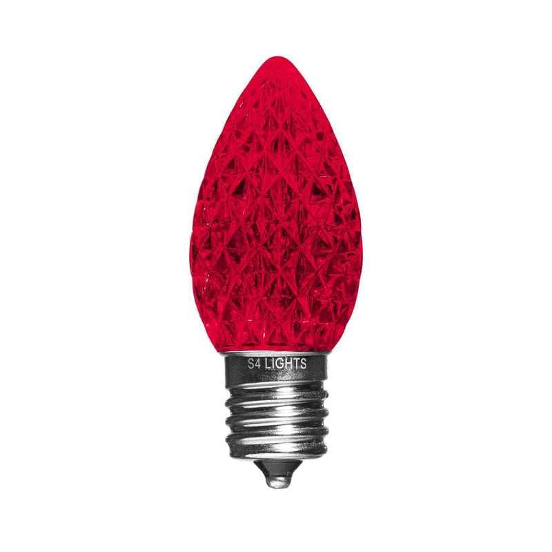 C9 LED Faceted Bulbs, E17 Base Ruby Red|3bab39f1ae2028e126b6ddf9f6dae3ee