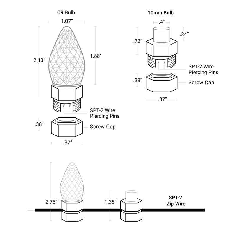 C9 and 10mm LED Wire Piercing Bulbs