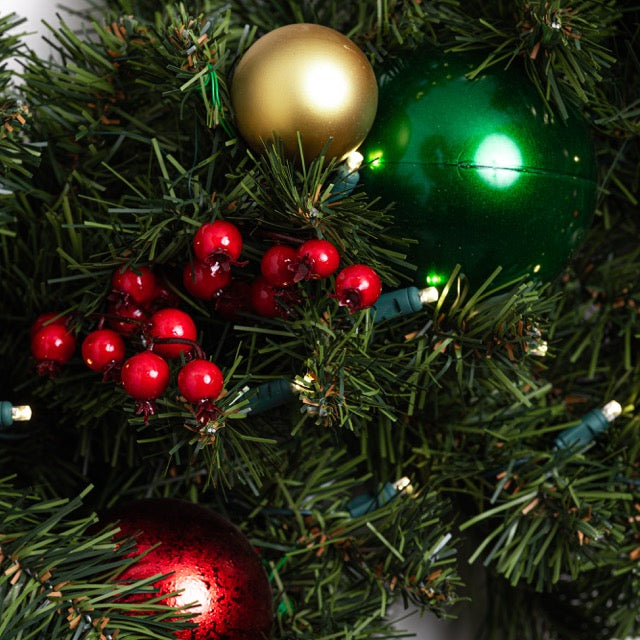 Ornamented Warm White Pre-lit Christmas Wreath