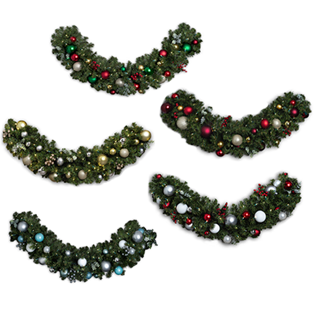 Ornamented Warm White Pre-lit Christmas Garland