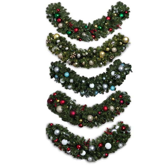 Ornamented Warm White Pre-lit Christmas Garland