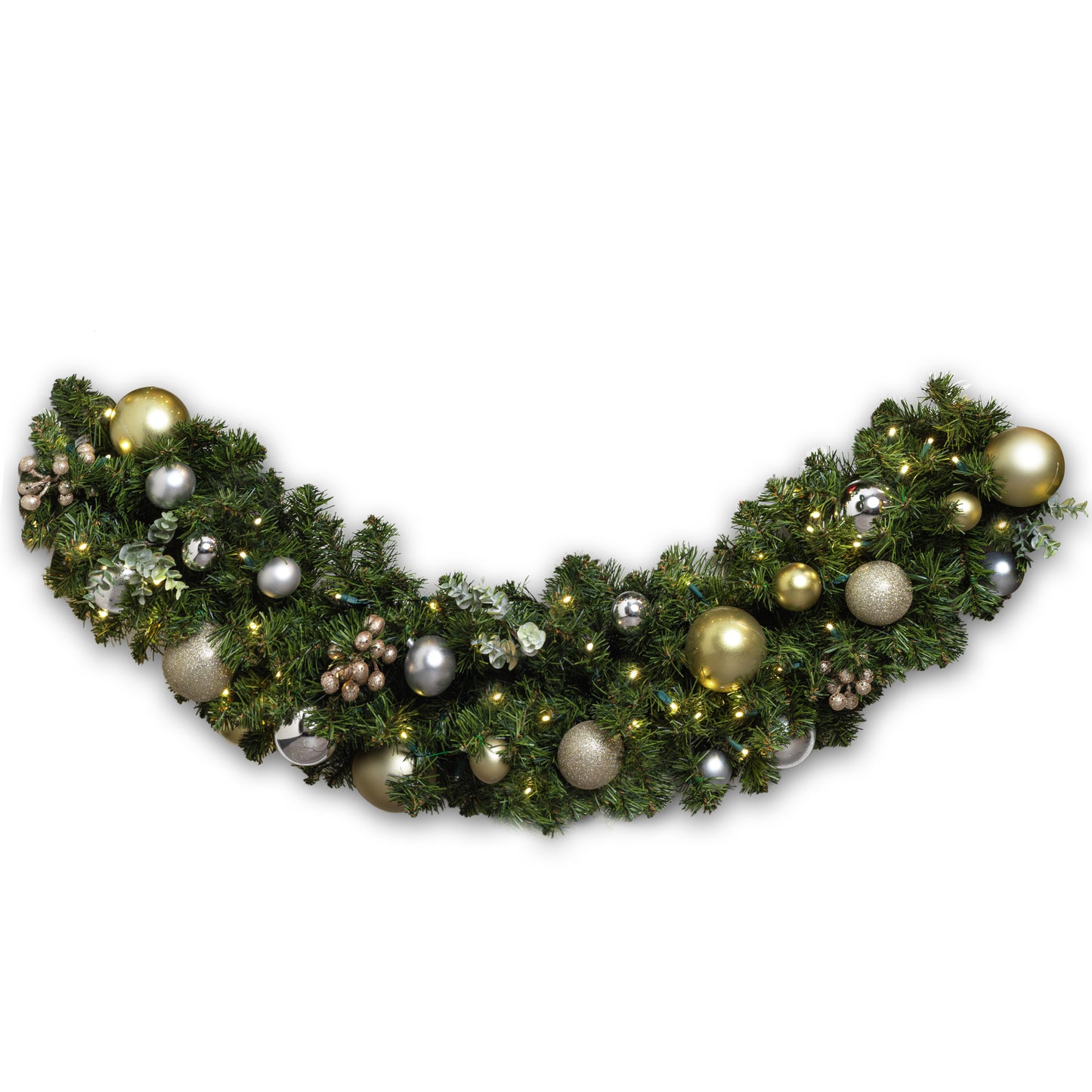 Ornamented Warm White Pre-lit Christmas Garland